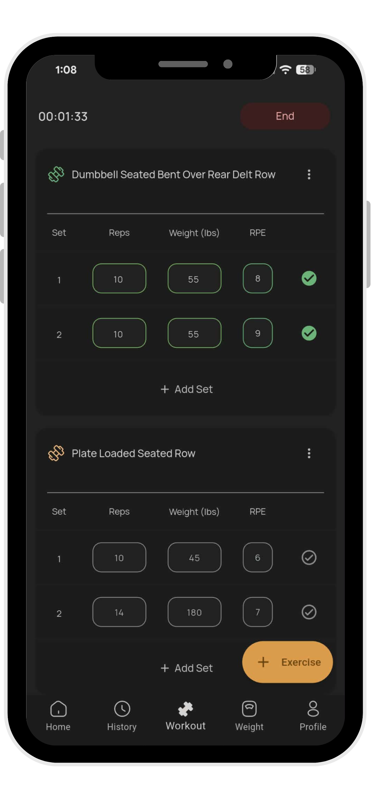 Smart workout tracking